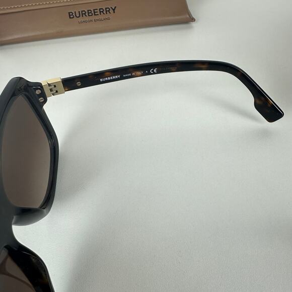 NWB Burberry Womens Joan Square Frame Dark Havana Brown Sunglasses BE4362 main image 8